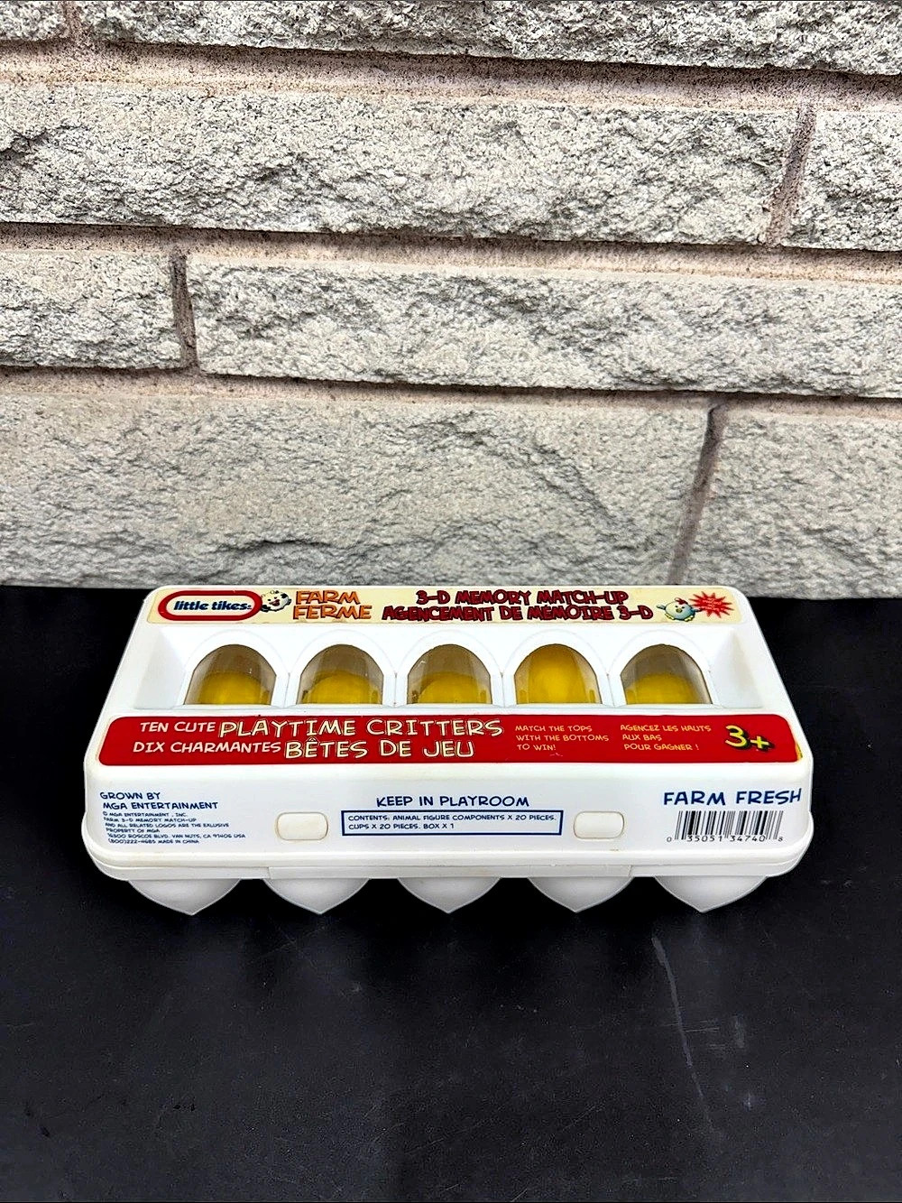 Little Tikes Farm Fresh 3D Memory Match Up Game 10 Animals Egg Carton Vintage